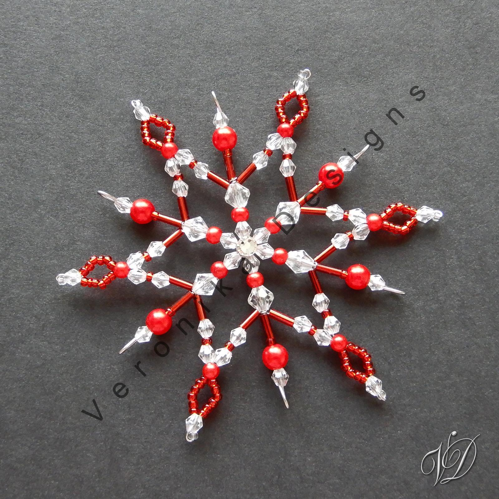Vánoční hvězdy z korálků - Kolekce Red 1 (429,431,433,435) (PEVNÉ A NEREZ) Christmas bead decorations