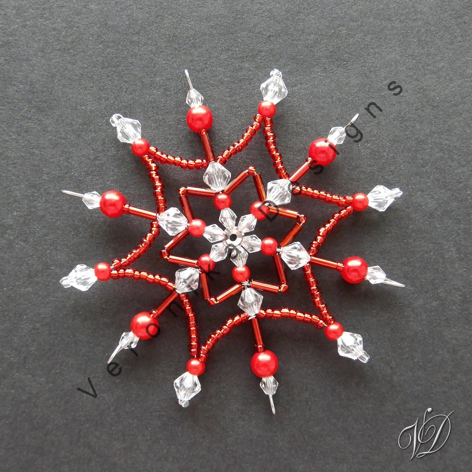 Vánoční hvězdy z korálků - Kolekce Red 1 (429,431,433,435) (PEVNÉ A NEREZ) Christmas bead decorations