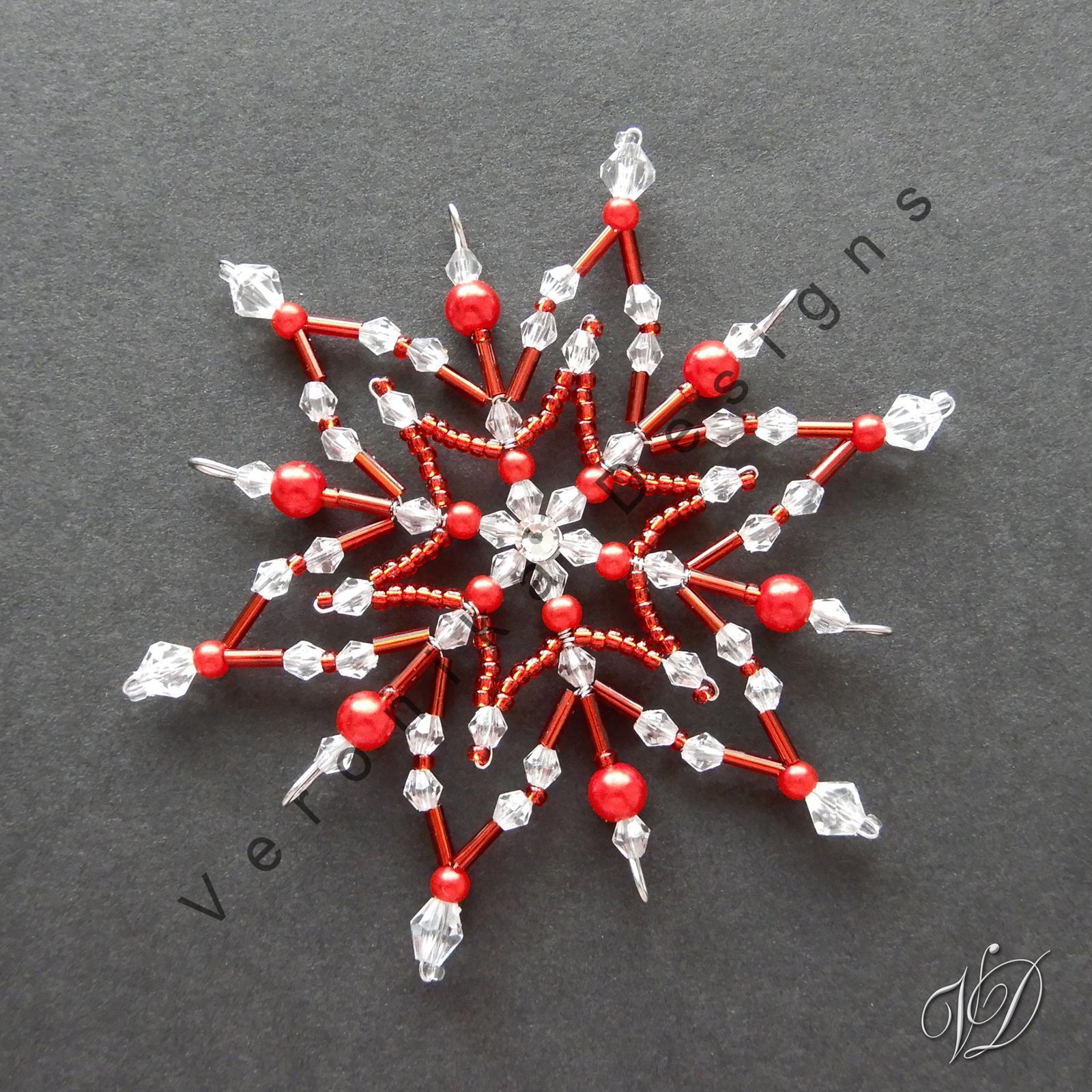 Vánoční korálková hvězda 0432 - Kolekce Red (PEVNÁ A NEREZ) Christmas bead ornament