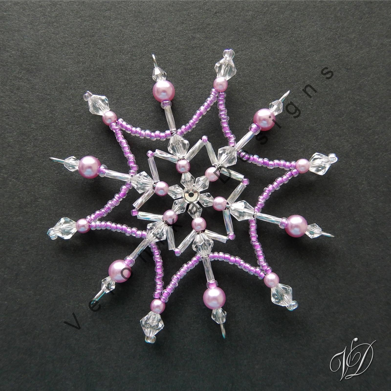 Vánoční korálková hvězda 0439 - Kolekce Light Purple (PEVNÁ A NEREZ) Christmas bead ornament