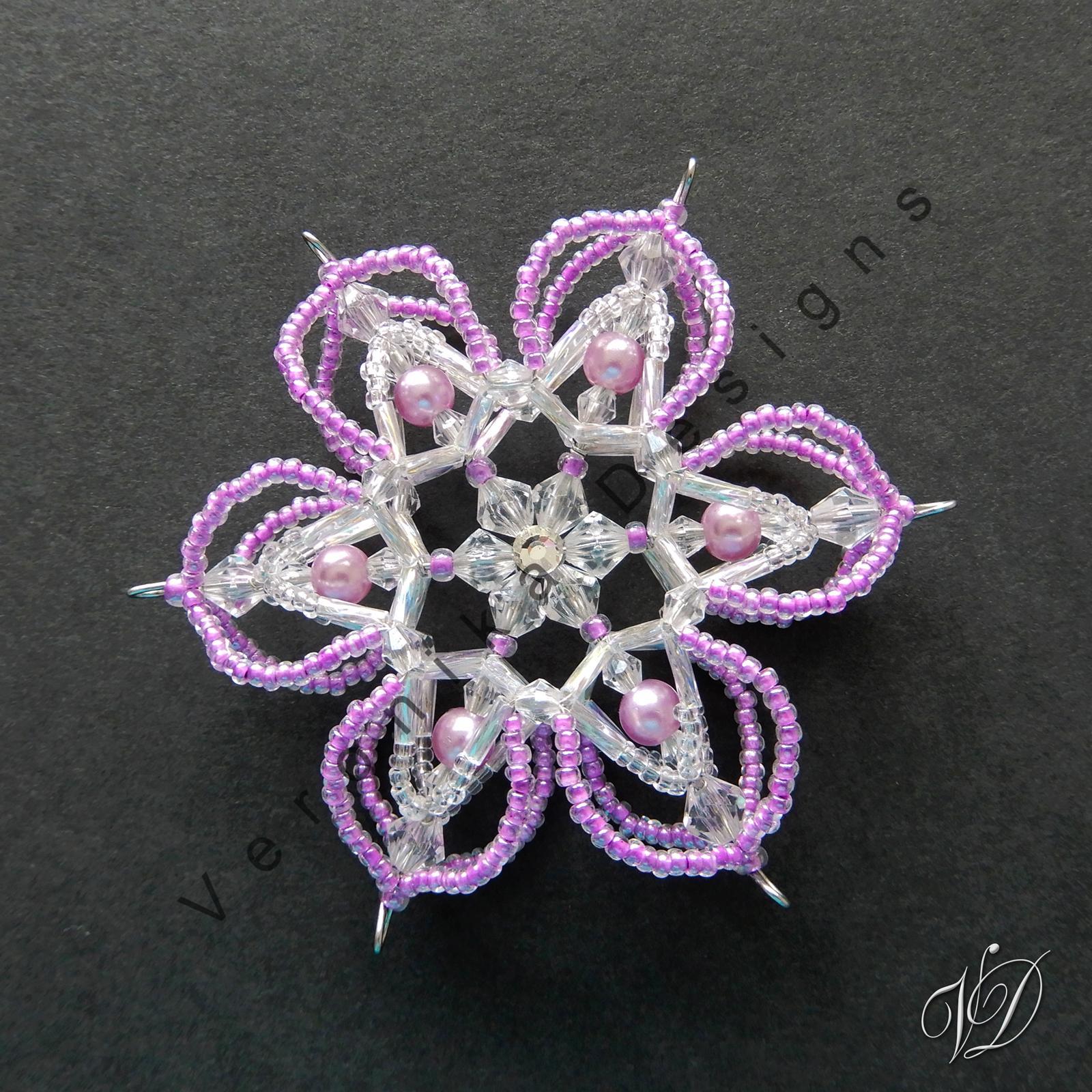 Vánoční hvězdy z korálků - Kolekce Light Purple 1 (440,441,443,444) (PEVNÉ A NEREZ) Christmas bead decorations