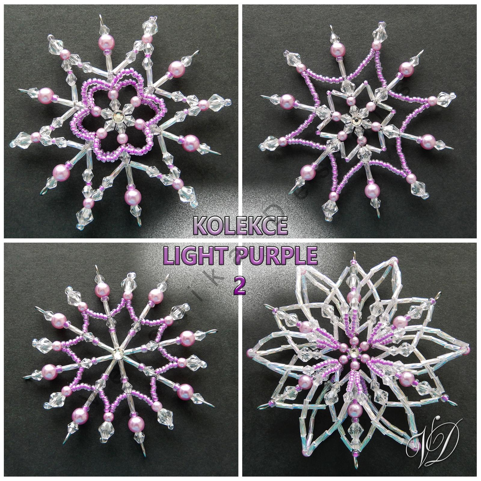 Vánoční hvězdy z korálků - Kolekce Light Purple 2 (438,439,442,445) (PEVNÉ A NEREZ) Christmas bead decorations