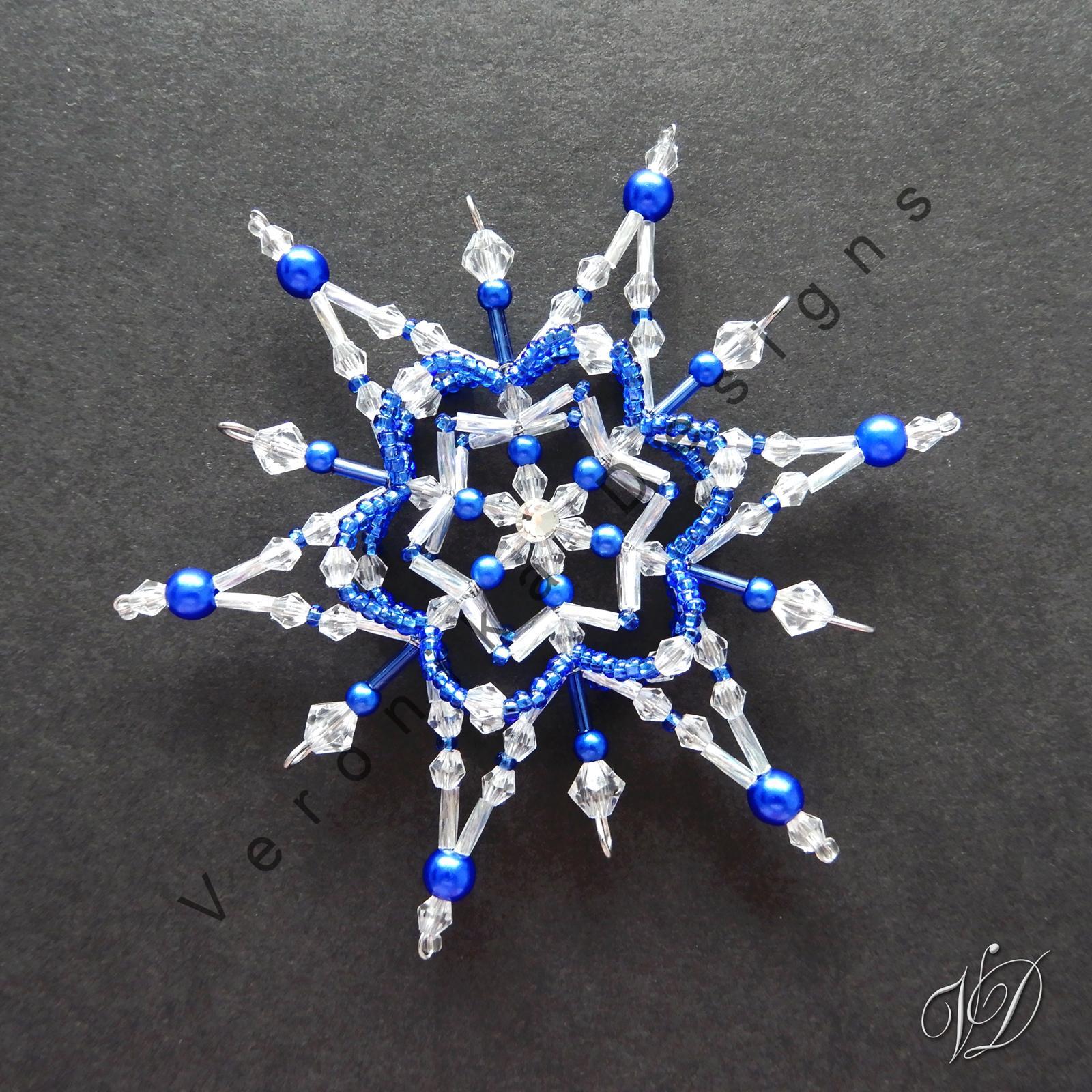 Vánoční hvězdy z korálků - Kolekce Dark Blue 1 (446,449,450,453) (PEVNÉ A NEREZ) Christmas bead decorations