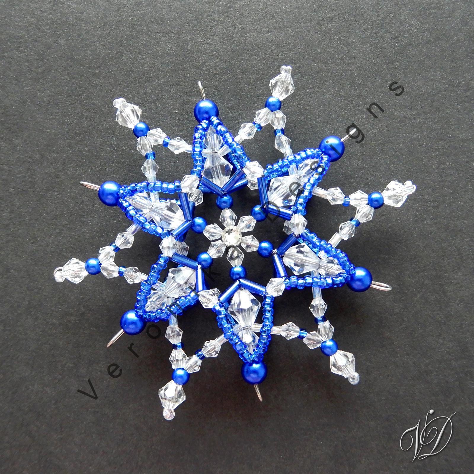 Vánoční hvězdy z korálků - Kolekce Dark Blue 1 (446,449,450,453) (PEVNÉ A NEREZ) Christmas bead decorations