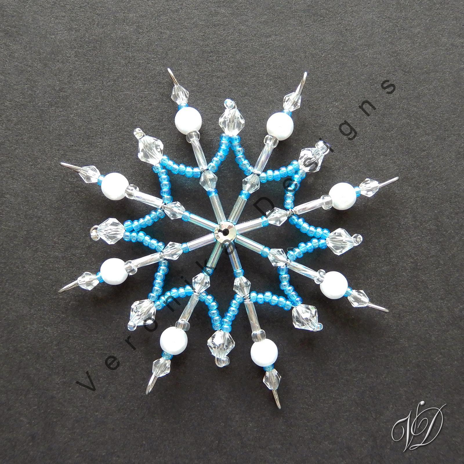Vánoční korálková hvězda 0455 - Kolekce Sky Blue (PEVNÁ A NEREZ) Christmas bead ornament
