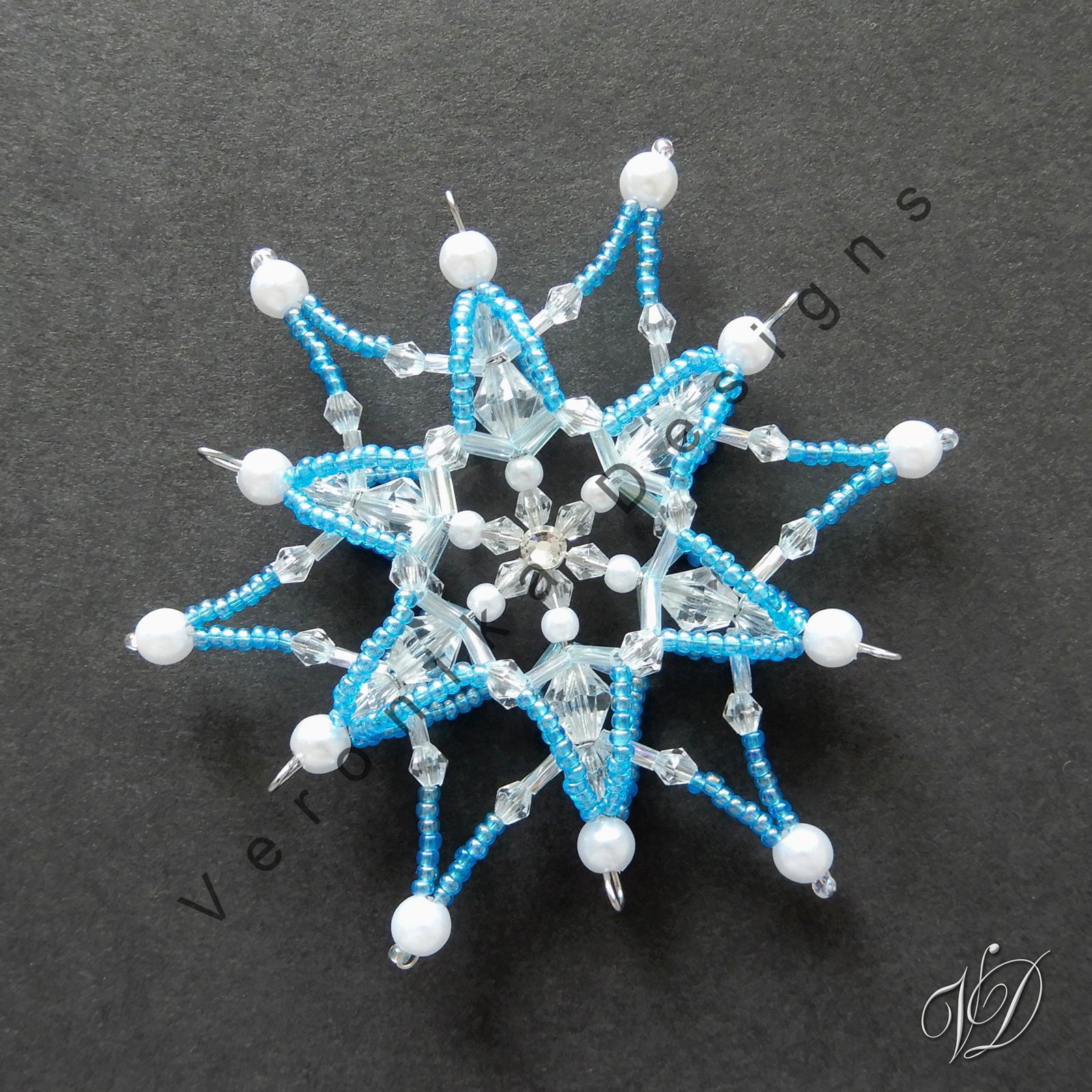 Vánoční korálková hvězda 0460 - Kolekce Sky Blue - 3D (PEVNÁ A NEREZ) Christmas bead ornament