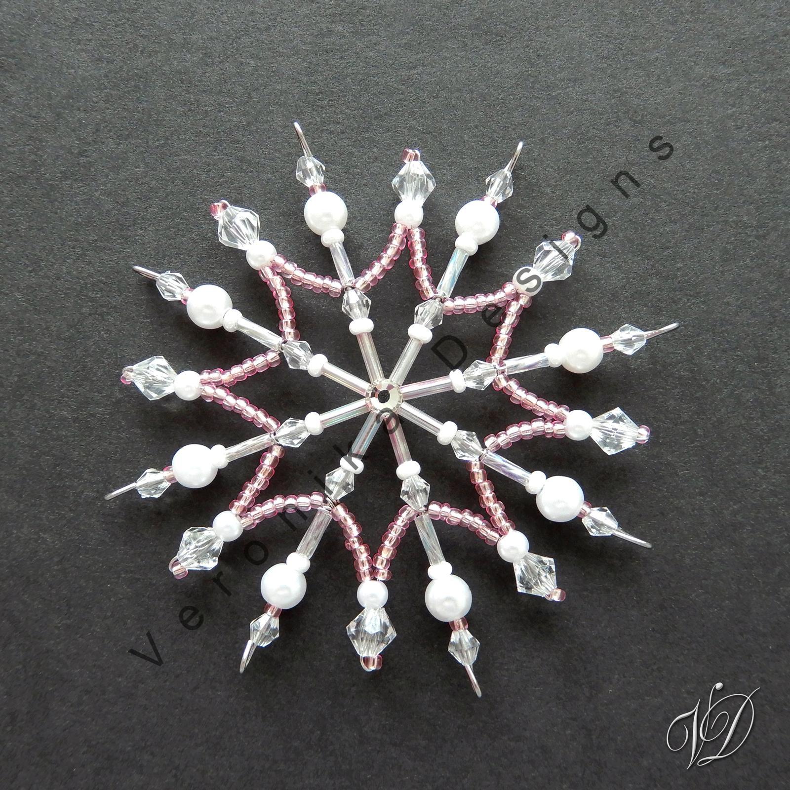 Vánoční hvězdy z korálků - Kolekce Light Pink 2 (464,467,468,470) (PEVNÉ A NEREZ) Christmas bead decorations