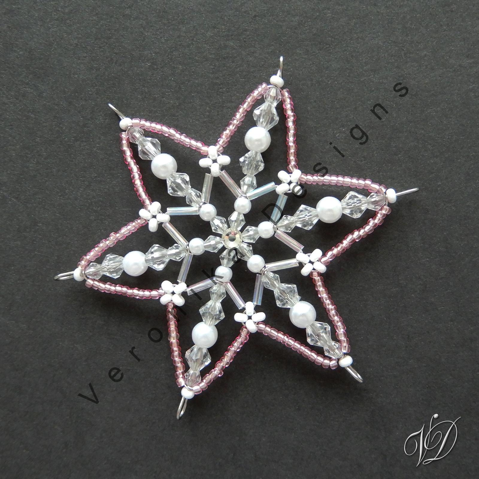 Vánoční hvězdy z korálků - Kolekce Light Pink 1 (465,466,469,471) (PEVNÉ A NEREZ) Christmas bead decorations