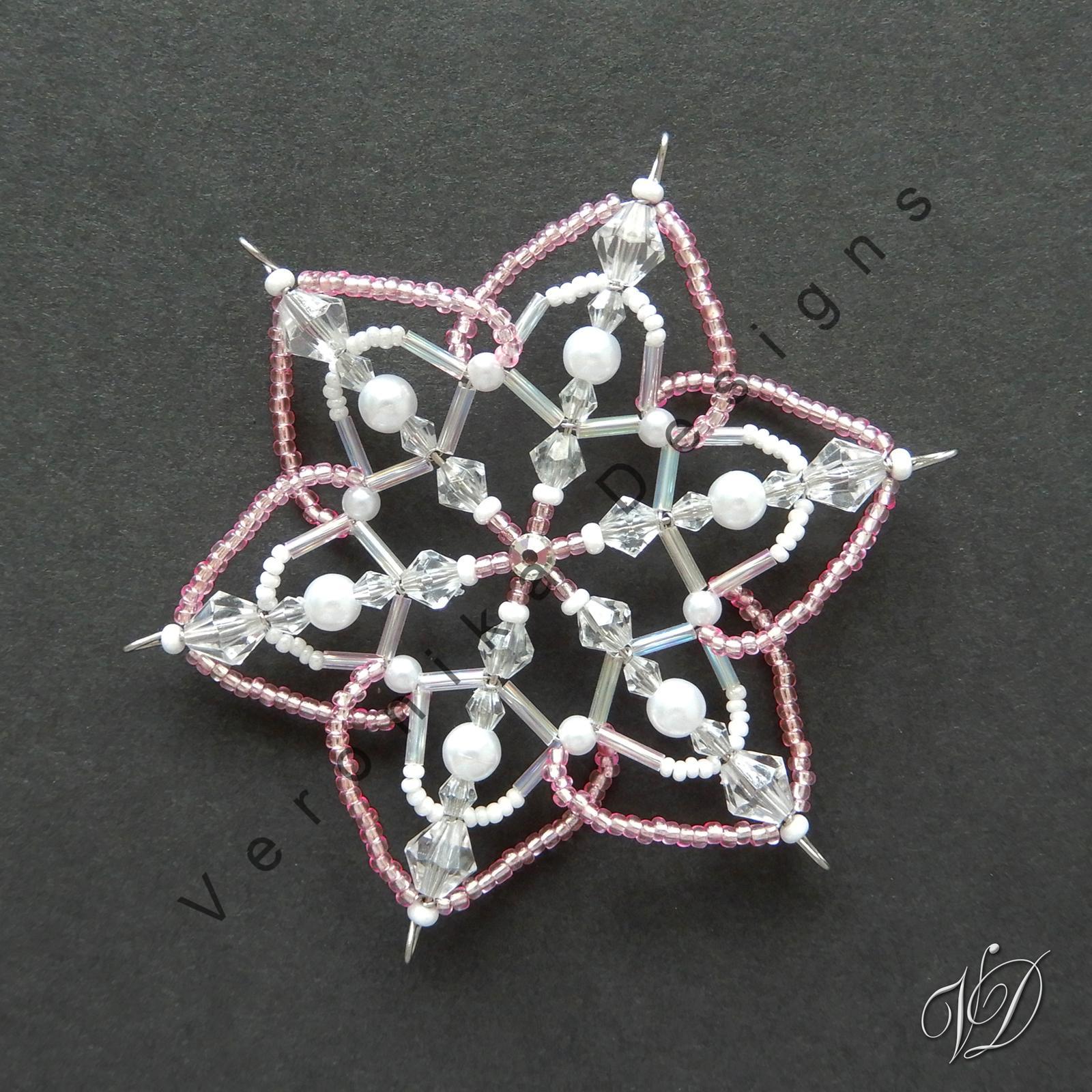Vánoční hvězdy z korálků - Kolekce Light Pink 2 (464,467,468,470) (PEVNÉ A NEREZ) Christmas bead decorations
