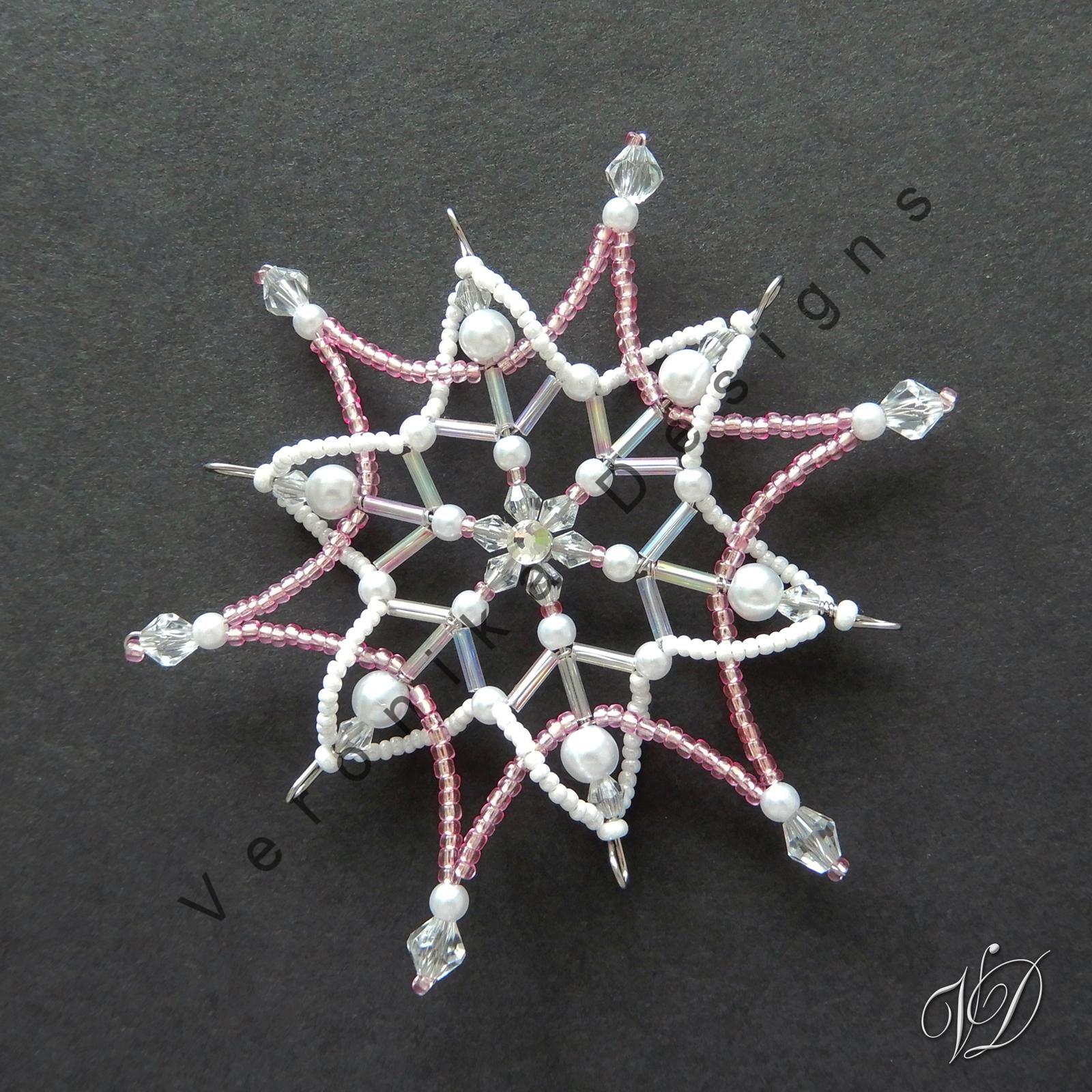 Vánoční hvězdy z korálků - Kolekce Light Pink 2 (464,467,468,470) (PEVNÉ A NEREZ) Christmas bead decorations