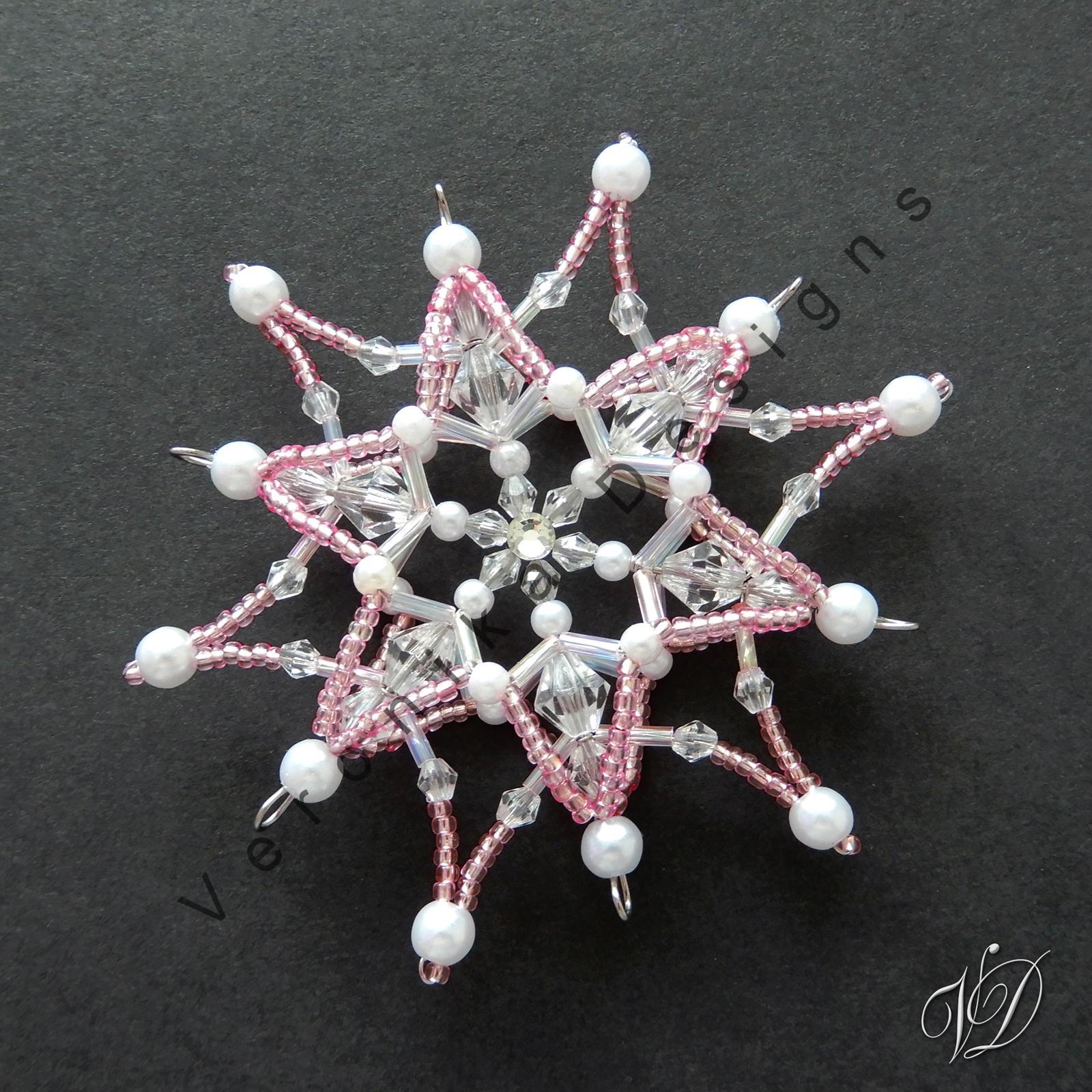 Vánoční hvězdy z korálků - Kolekce Light Pink 2 (464,467,468,470) (PEVNÉ A NEREZ) Christmas bead decorations
