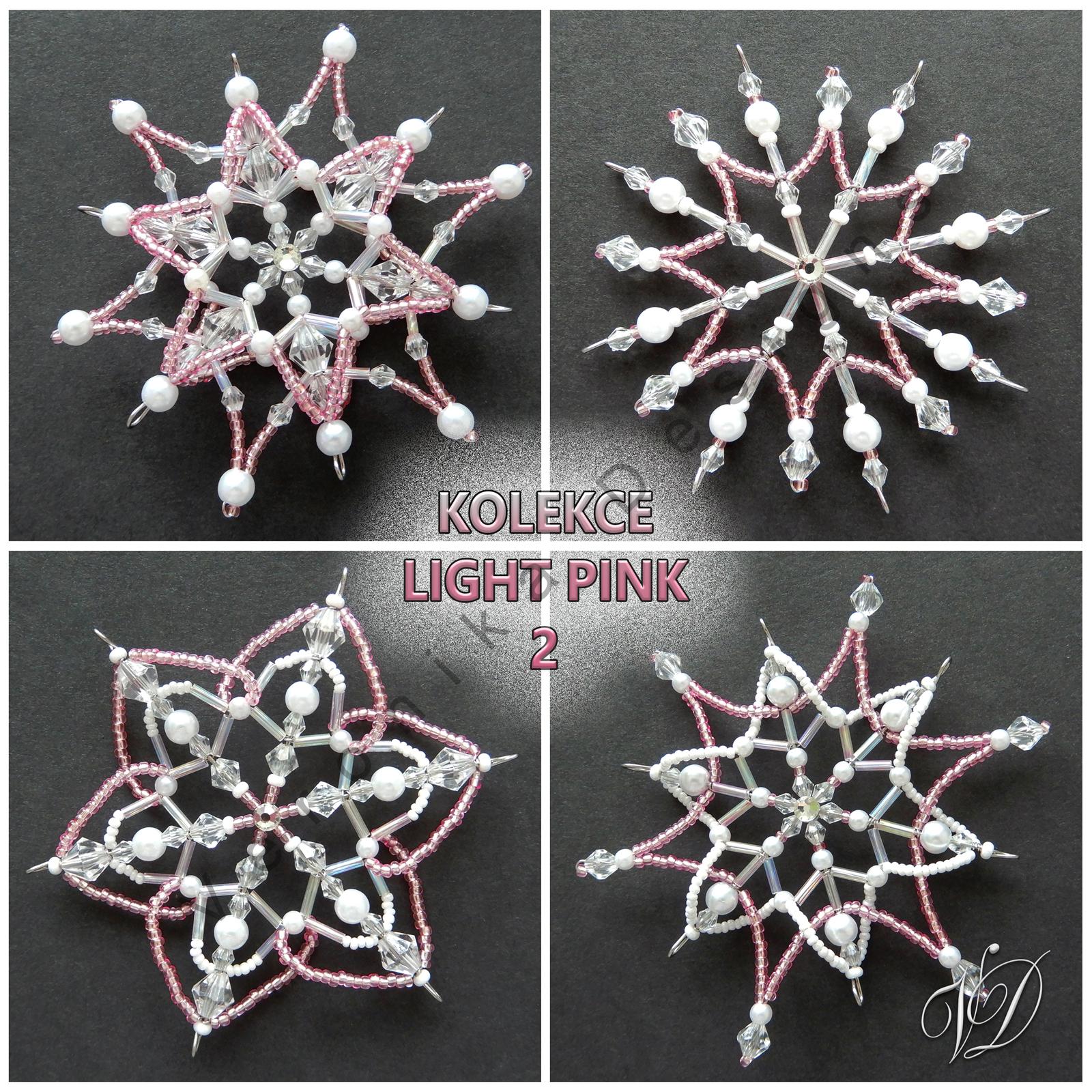 Vánoční hvězdy z korálků - Kolekce Light Pink 2 (464,467,468,470) (PEVNÉ A NEREZ) Christmas bead decorations