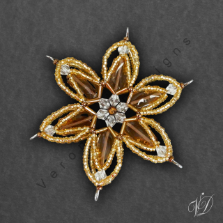 Vánoční korálková hvězda 0389 - 3D DUO Luxus Květ (PEVNÁ A NEREZ) Christmas bead ornament