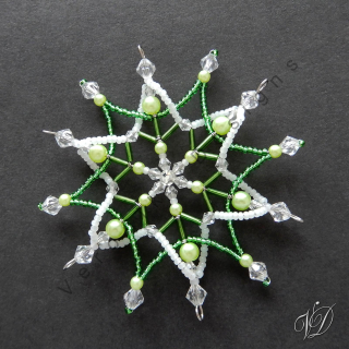 Vánoční korálková hvězda 0428 - Kolekce Green - 3D (PEVNÁ A NEREZ) Christmas bead ornament