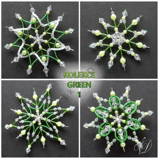 Vánoční hvězdy z korálků - Kolekce Green 1 (422,423,426,428) (PEVNÉ A NEREZ) Christmas bead decorations