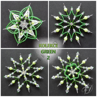 Vánoční hvězdy z korálků - Kolekce Green 2 (421,424,425,427) (PEVNÉ A NEREZ) Christmas bead decorations
