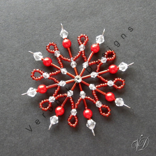 Vánoční korálková hvězda 0430 - Kolekce Red (PEVNÁ A NEREZ) Christmas bead ornament