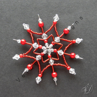 Vánoční korálková hvězda 0431 - Kolekce Red (PEVNÁ A NEREZ) Christmas bead ornament