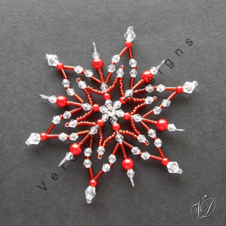 Vánoční korálková hvězda 0432 - Kolekce Red (PEVNÁ A NEREZ) Christmas bead ornament