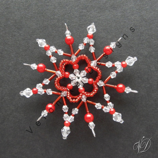 Vánoční korálková hvězda 0433 - Kolekce Red - 3D (PEVNÁ A NEREZ) Christmas bead ornament