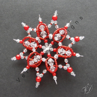 Vánoční korálková hvězda 0434 - Kolekce Red - 3D (PEVNÁ A NEREZ) Christmas bead ornament