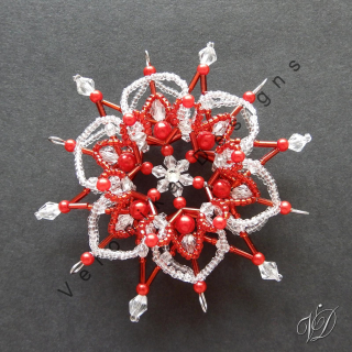 Vánoční korálková hvězda 0436 - Kolekce Red - 3D (PEVNÁ A NEREZ) Christmas bead ornament