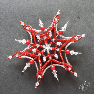Vánoční korálková hvězda 0437 - Špice - Kolekce Red - 3D Luxus (PEVNÁ A NEREZ) Christmas bead ornament