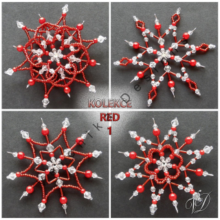 Vánoční hvězdy z korálků - Kolekce Red 1 (429,431,433,435) (PEVNÉ A NEREZ) Christmas bead decorations