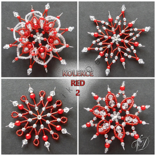 Vánoční hvězdy z korálků - Kolekce Red 2 (430,432,434,436) (PEVNÉ A NEREZ) Christmas bead decorations
