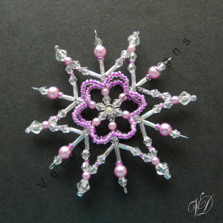 Vánoční korálková hvězda 0442 - Kolekce Light Purple - 3D (PEVNÁ A NEREZ) Christmas bead ornament