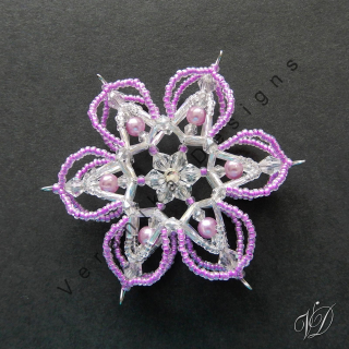 Vánoční korálková hvězda 0443 - Kolekce Light Purple - 3D (PEVNÁ A NEREZ) Christmas bead ornament