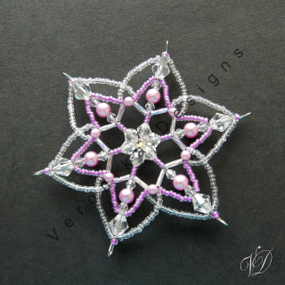 Vánoční korálková hvězda 0444 - Kolekce Light Purple - 3D (PEVNÁ A NEREZ) Christmas bead ornament