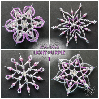 Vánoční hvězdy z korálků - Kolekce Light Purple 1 (440,441,443,444) (PEVNÉ A NEREZ) Christmas bead decorations