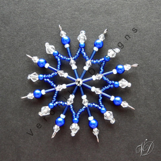 Vánoční korálková hvězda 0446 - Kolekce Dark Blue (PEVNÁ A NEREZ) Christmas bead ornament