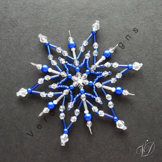 Vánoční korálková hvězda 0447 - Kolekce Dark Blue (PEVNÁ A NEREZ) Christmas bead ornament