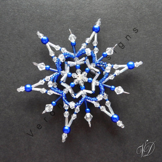 Vánoční korálková hvězda 0449 - Kolekce Dark Blue - 3D (PEVNÁ A NEREZ) Christmas bead ornament