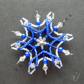 Vánoční korálková hvězda 0452 - Kolekce Dark Blue - 3D (PEVNÁ A NEREZ) Christmas bead ornament