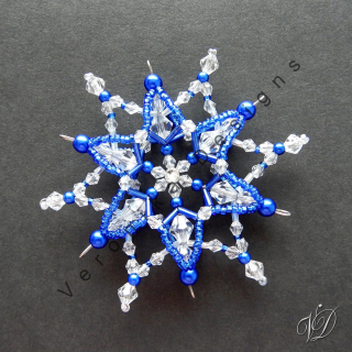 Vánoční korálková hvězda 0453 - Kolekce Dark Blue - 3D (PEVNÁ A NEREZ) Christmas bead ornament