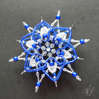 Vánoční korálková hvězda 0454 - Špice - Kolekce Dark Blue - 3D Luxus (PEVNÁ A NEREZ) Christmas bead ornament