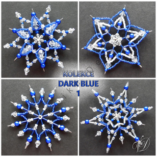 Vánoční hvězdy z korálků - Kolekce Dark Blue 1 (446,449,450,453) (PEVNÉ A NEREZ) Christmas bead decorations
