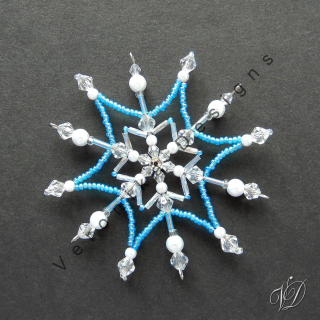 Vánoční korálková hvězda 0458 - Kolekce Sky Blue (PEVNÁ A NEREZ) Christmas bead ornament