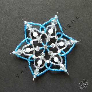 Vánoční korálková hvězda 0459 - Kolekce Sky Blue - 3D (PEVNÁ A NEREZ) Christmas bead ornament