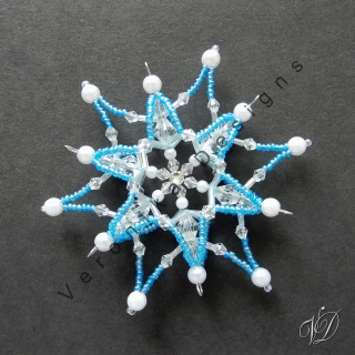 Vánoční korálková hvězda 0460 - Kolekce Sky Blue - 3D (PEVNÁ A NEREZ) Christmas bead ornament