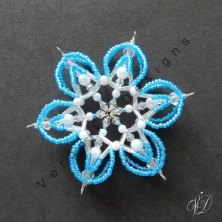 Vánoční korálková hvězda 0462 - Kolekce Sky Blue - 3D (PEVNÁ A NEREZ) Christmas bead ornament