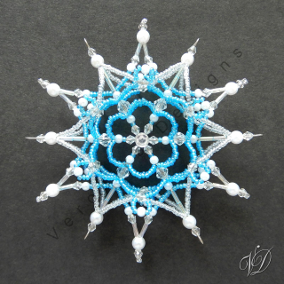 Vánoční korálková hvězda 0463 - Špice - Kolekce Sky Blue - 3D Luxus (PEVNÁ A NEREZ) Christmas bead ornament