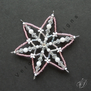 Vánoční korálková hvězda 0466 - Kolekce Light Pink (PEVNÁ A NEREZ) Christmas bead ornament