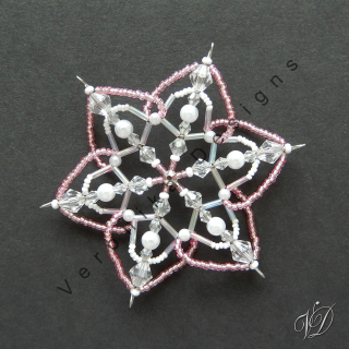 Vánoční korálková hvězda 0467 - Kolekce Light Pink - 3D (PEVNÁ A NEREZ) Christmas bead ornament