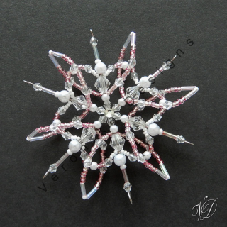 Vánoční korálková hvězda 0469 - Kolekce Light Pink - 3D (PEVNÁ A NEREZ) Christmas bead ornament