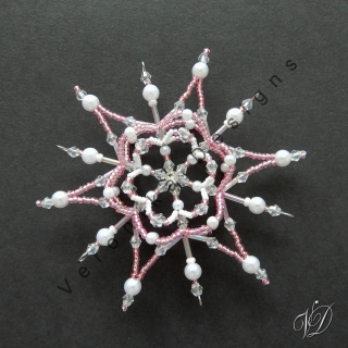 Vánoční korálková hvězda 0471 - Kolekce Light Pink - 3D (PEVNÁ A NEREZ) Christmas bead ornament