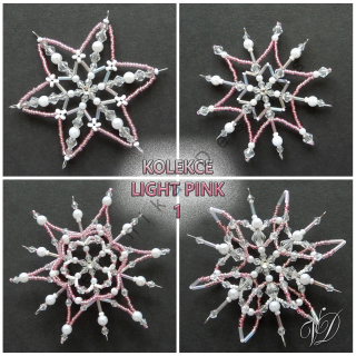 Vánoční hvězdy z korálků - Kolekce Light Pink 1 (465,466,469,471) (PEVNÉ A NEREZ) Christmas bead decorations